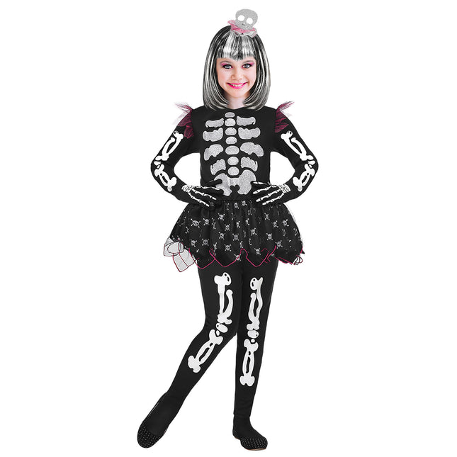 Kostium na Halloween dla dziewczynki Szkielet 4-częściowy