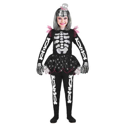 Kostium na Halloween dla dziewczynki Szkielet 4-częściowy