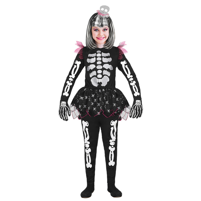 Kostium na Halloween dla dziewczynki Szkielet 4-częściowy