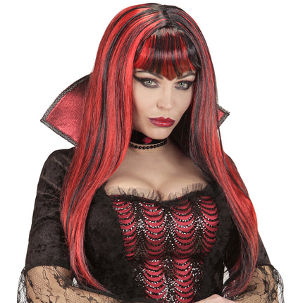 Peruka na Halloween Czerwono Czarna Damska Wampirzyca