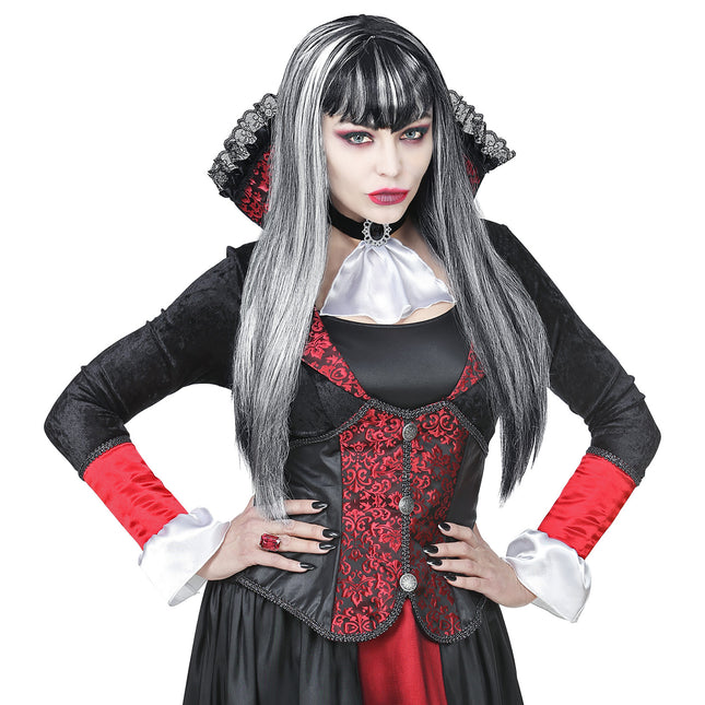 Peruka na Halloween Czarna Biała Damska Wampirzyca