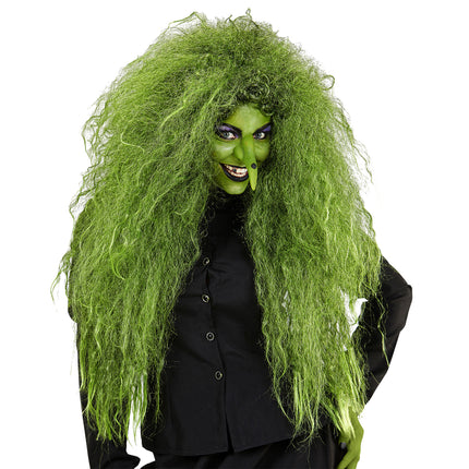 Peruka na Halloween Zielona damska czarownica