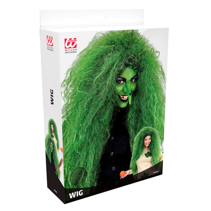 Peruka na Halloween Zielona damska czarownica