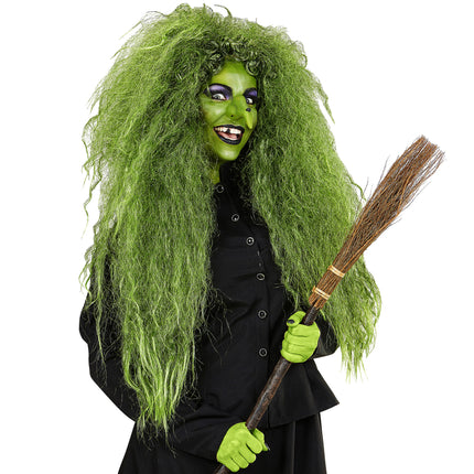 Peruka na Halloween Zielona damska czarownica