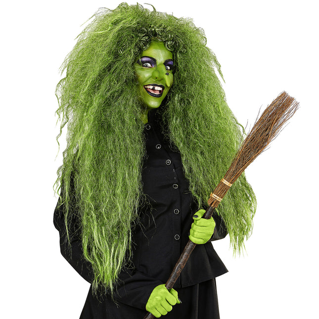 Peruka na Halloween Zielona damska czarownica