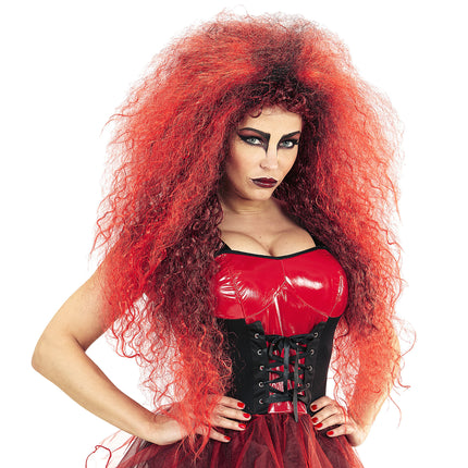 Peruka na Halloween Czerwony Dziki Diabeł