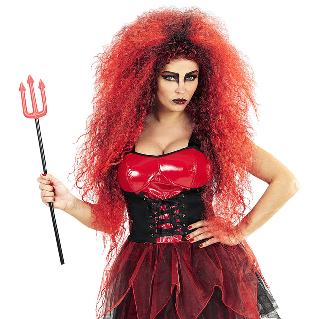 Peruka na Halloween Czerwony Dziki Diabeł