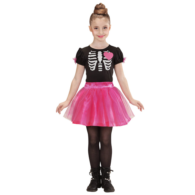 Sukienka na Halloween Czarna Różowa Dziewczynka Szkielet