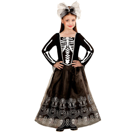Sukienka na Halloween Czarny Dziecięcy Szkielet