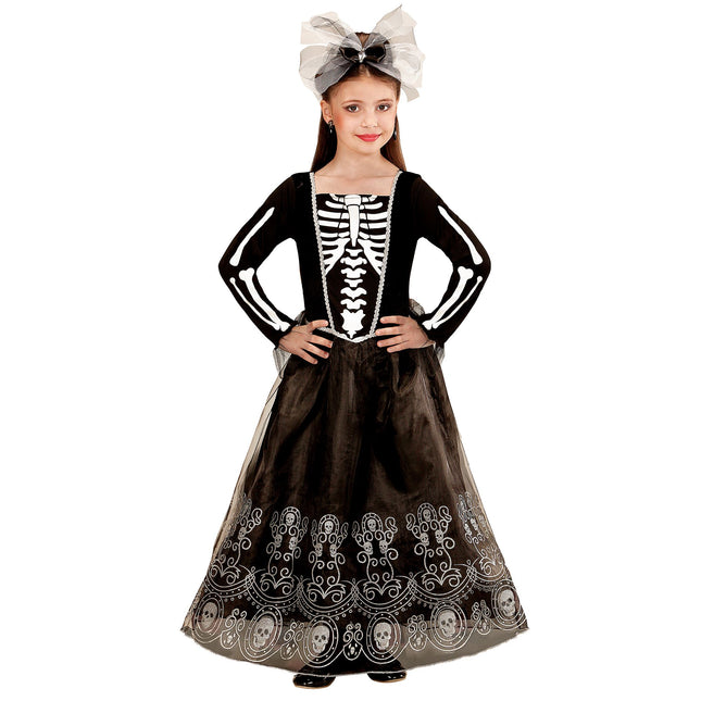 Sukienka na Halloween Czarny Dziecięcy Szkielet