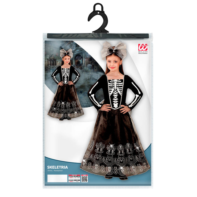 Sukienka na Halloween Czarny Dziecięcy Szkielet