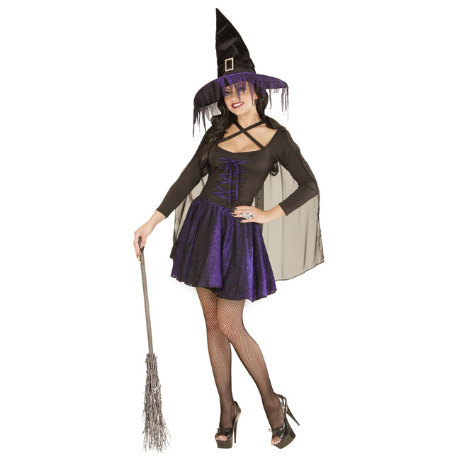 Sukienka na Halloween czarno-fioletowa czarownica