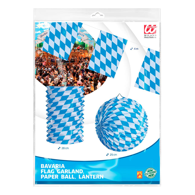 Zestaw dekoracji Oktoberfest Niebieski Biały Ognioodporny