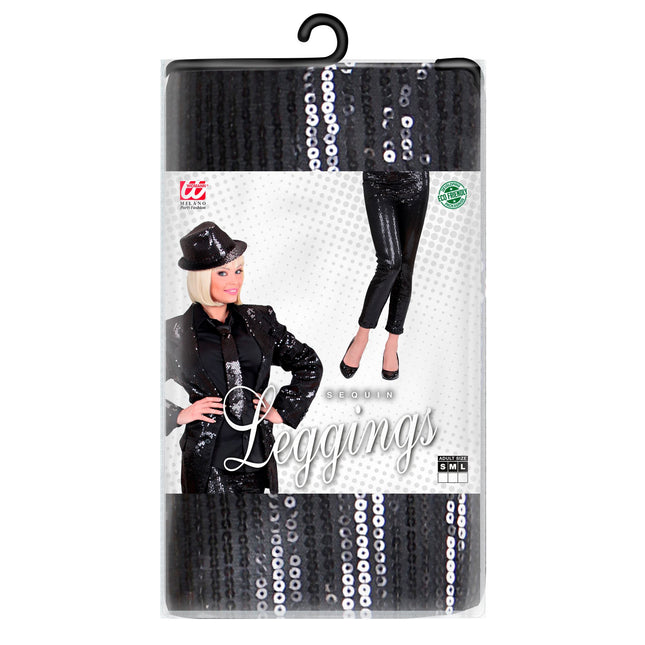 Czarne legginsy z cekinami