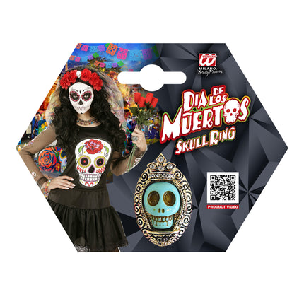 Pierścionek na Halloween Niebieska Czaszka