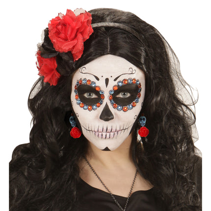 Kolczyki na Halloween Czaszki z różą
