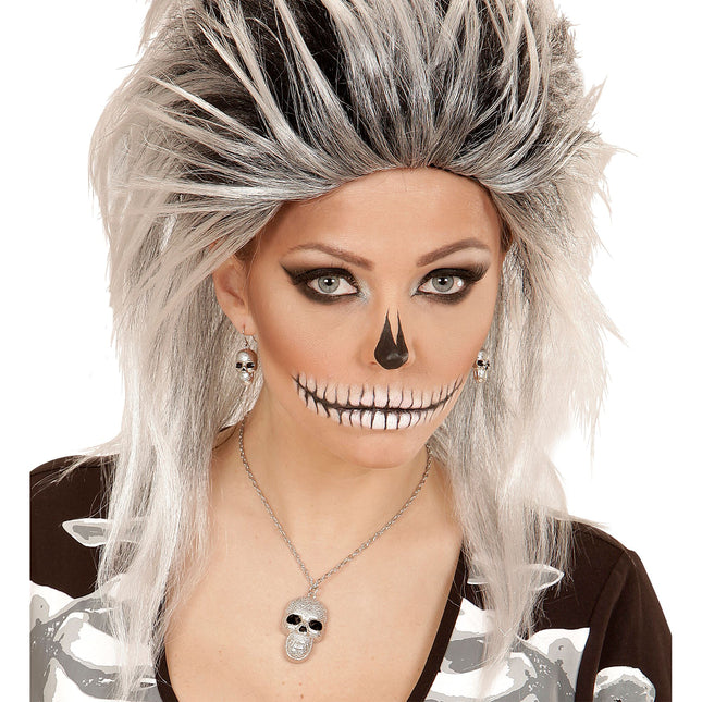 Naszyjnik na Halloween Srebrna Czaszka
