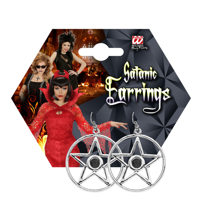 Kolczyki na Halloween Srebrny Szatan