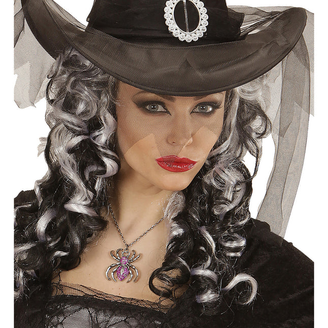 Naszyjnik na Halloween Fioletowy pająk