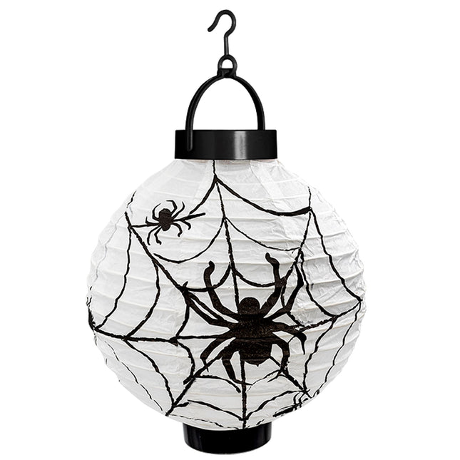 Latarnia Halloween Czarna Biała Pajęczyna 20cm