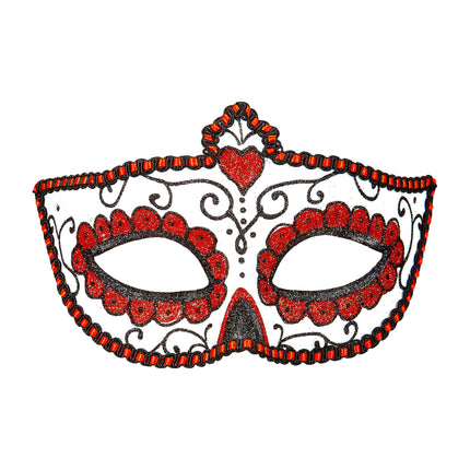 Maska na oczy Dia De Los Muertos czerwona