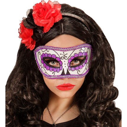 Fioletowa maska na oczy Dia De Los Muertos