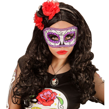 Fioletowa maska na oczy Dia De Los Muertos