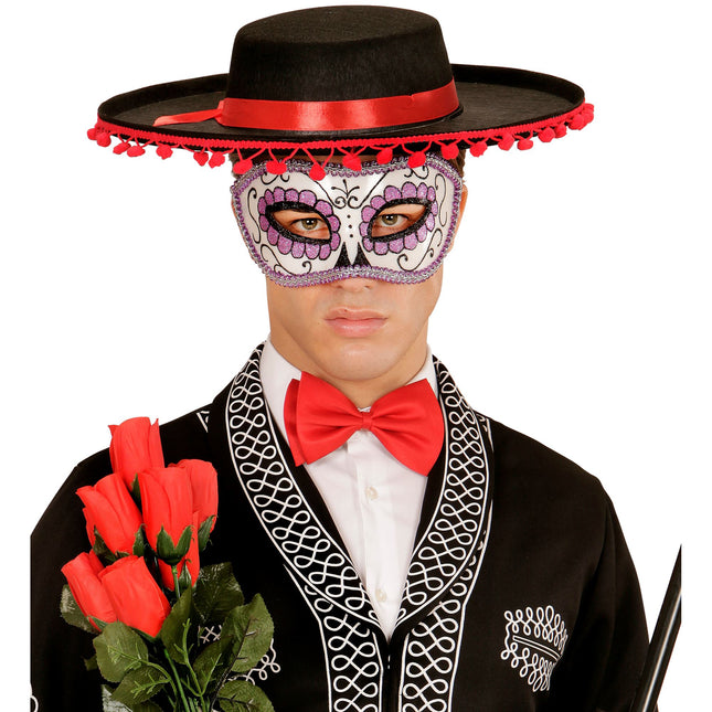 Fioletowa maska na oczy Dia De Los Muertos