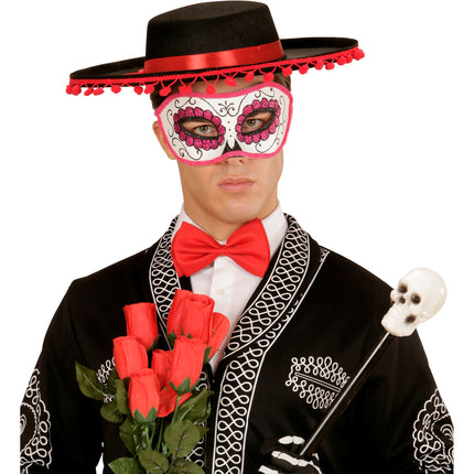 Maska na oczy Dia De Los Muertos różowa