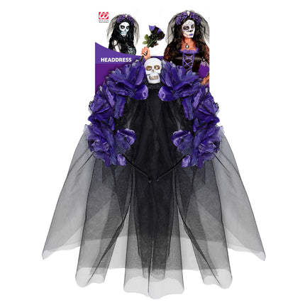 Opaska do włosów na Halloween Czarny Fioletowy Welon