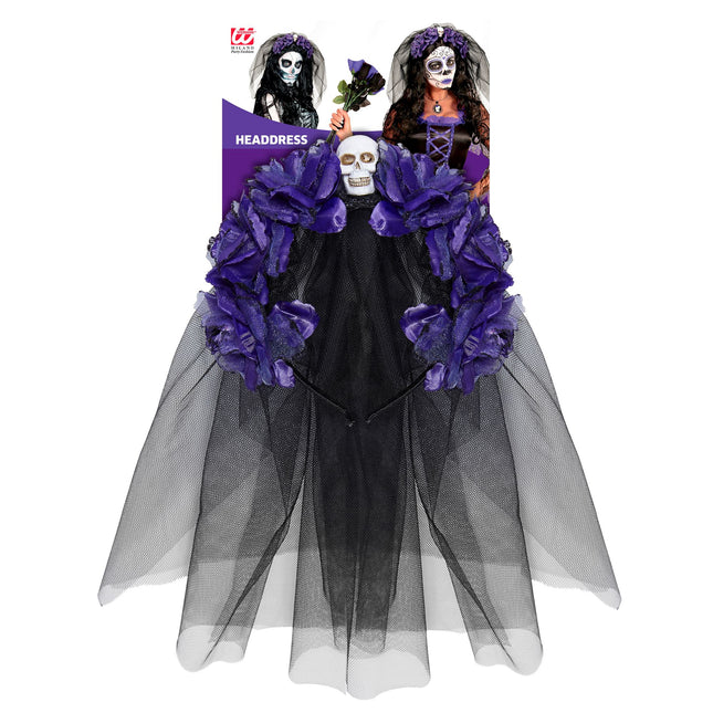Opaska do włosów na Halloween Czarny Fioletowy Welon