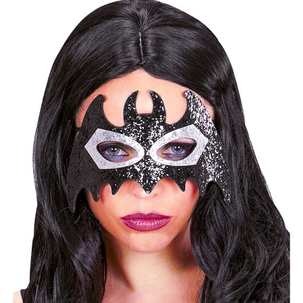 Halloweenowa maska na oczy Czarny Srebrny Nietoperz