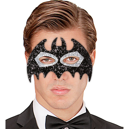 Halloweenowa maska na oczy Czarny Srebrny Nietoperz