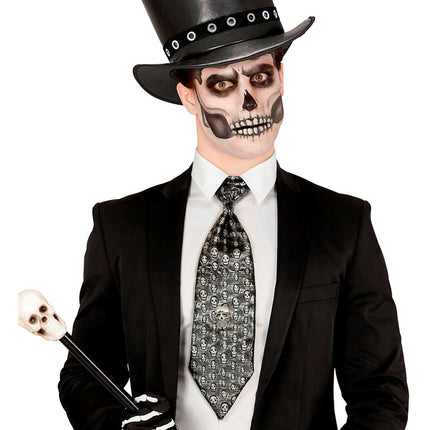 Krawat na Halloween Szkielet metaliczny