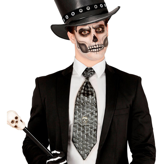 Krawat na Halloween Szkielet metaliczny