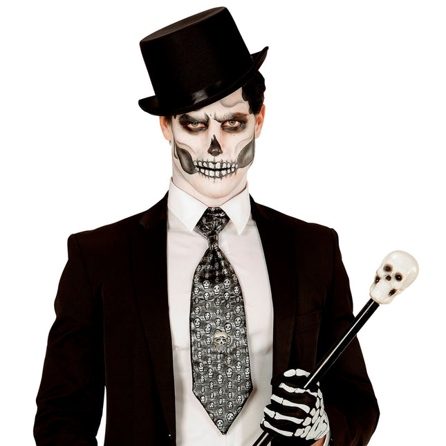Krawat na Halloween Szkielet metaliczny