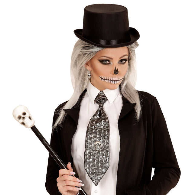 Krawat na Halloween Szkielet metaliczny