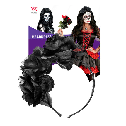 Opaska do włosów na Halloween Czarne róże