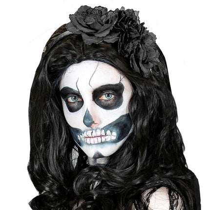Opaska do włosów na Halloween Czarne róże