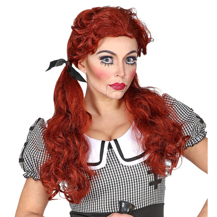 Peruka na Halloween Czerwona Lalka