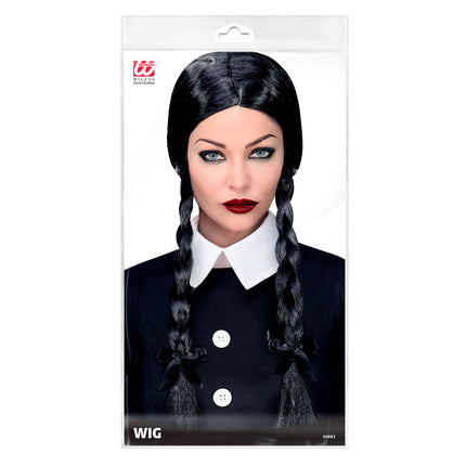 Peruka na Halloween Czarne Warkocze Długie Włosy