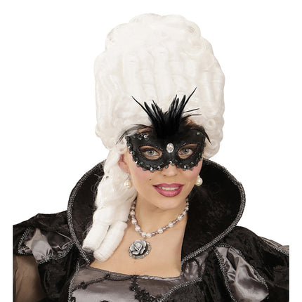 Czarna maska na oczy z cekinami i brokatem