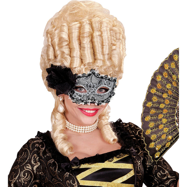 Halloweenowa maska na oczy czarna róża