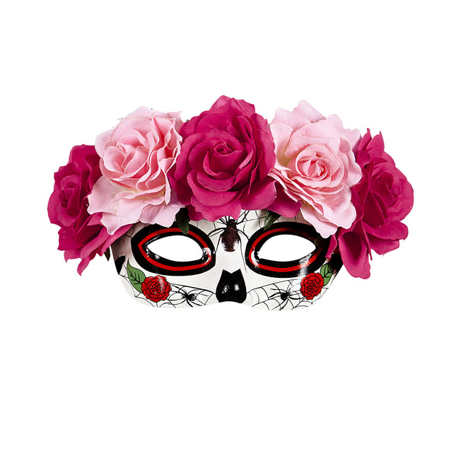Maska na oczy Dia De Los Muertos Różowe Róże
