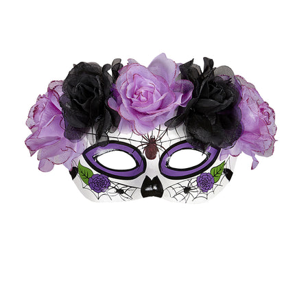 Maska na oczy Dia De Los Muertos fioletowe róże
