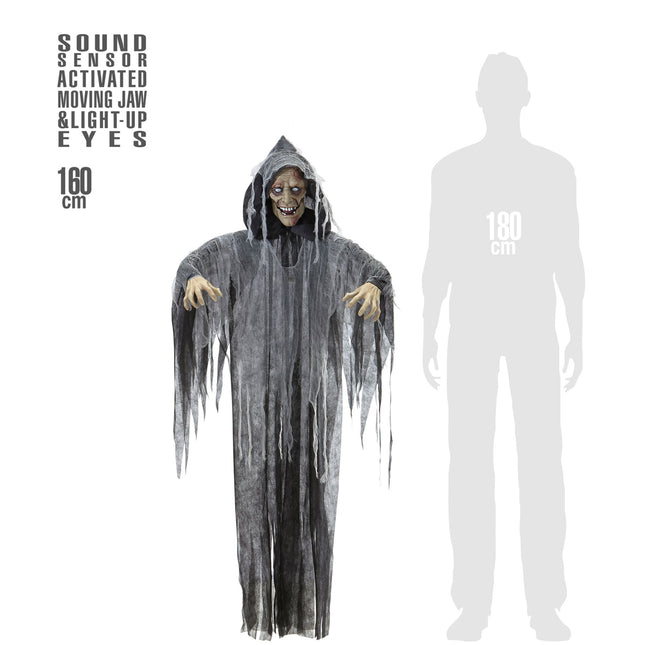 Halloween Doll Grey Zombie z dźwiękiem, światłem i ruchem