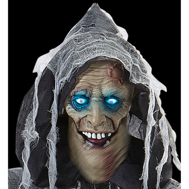 Halloween Doll Grey Zombie z dźwiękiem, światłem i ruchem