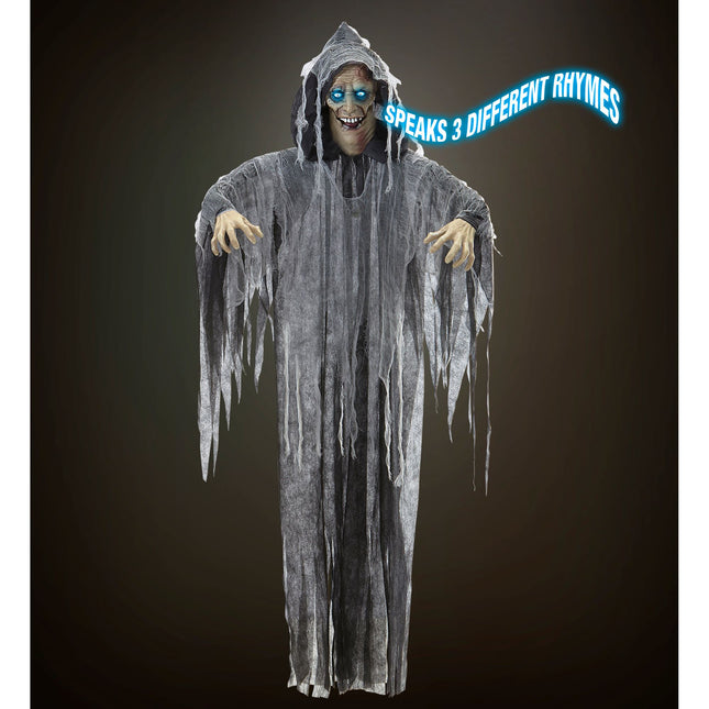 Halloween Doll Grey Zombie z dźwiękiem, światłem i ruchem