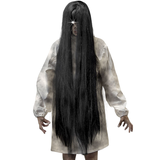 Peruka na Halloween Black Ghost 1m