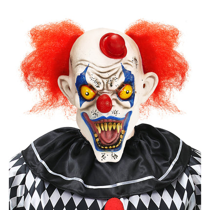 Halloweenowa maska klauna z włosami i czapką